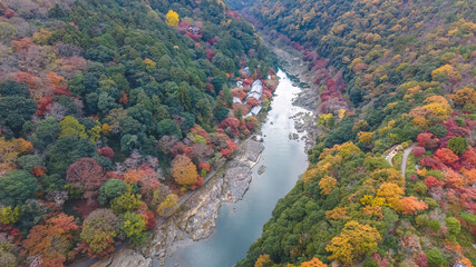 Nov 24 2025 Rankyo Gorge Autumn Valley Landscape In Kyoto Japan