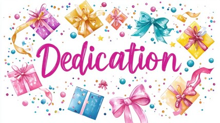 Celebration of dedication with colorful gifts and decorations in a festive setting