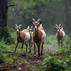 Fototapeta premium Goats found in the forest area.