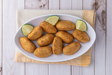 Bolinho de bacalhau or codfish balls, typical portuguese snack