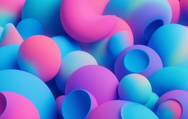 Dreamy Playful Clustered Overlapping Matte Round Forms Blue Cyan Magenta Gradient Hues