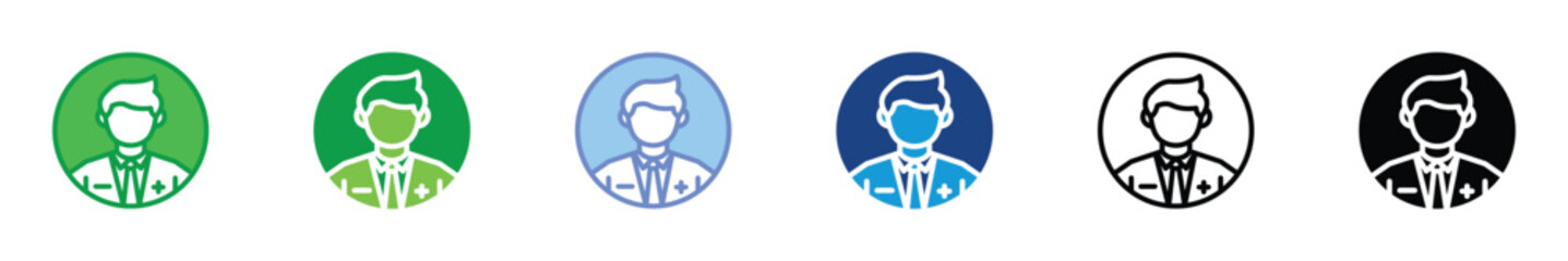 Doctor and Medical Professional Icon Set in Multiple Color Styles for Healthcare and Medical Services
