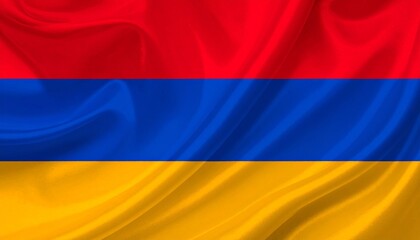 Fototapeta premium Realistic Waving National Flag of Armenia with Silk Fabric Texture and Vibrant Tricolor - Concept for Armenian Heritage, Patriotism, and National Identity