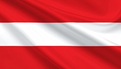 Naklejka premium Realistic Waving National Flag of Austria with Silk Fabric Texture and Horizontal Red and White Bands - Concept for Austrian Heritage, Patriotism, and National Identity