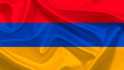 Realistic Waving National Flag of Armenia with Silk Fabric Texture and Vibrant Tricolor - Concept for Armenian Heritage, Patriotism, and National Identity
