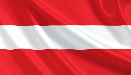 Fototapeta premium Realistic Waving National Flag of Austria with Silk Fabric Texture and Horizontal Red and White Bands - Concept for Austrian Heritage, Patriotism, and National Identity