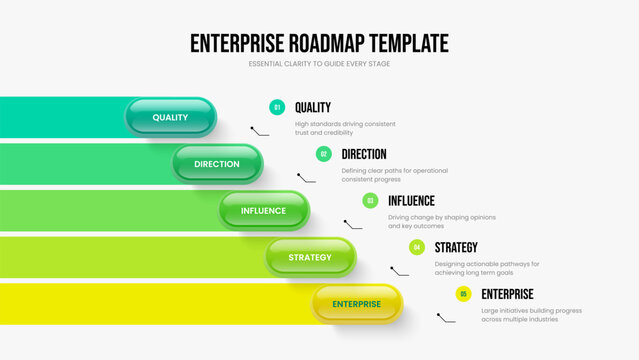 Professional Introduction 5 Element Infographic Slide Design. Market Campaign Slideshow Layout Vector Illustration. Digital Launch Five Option Diagram Presentation Template. - Powered by Adobe