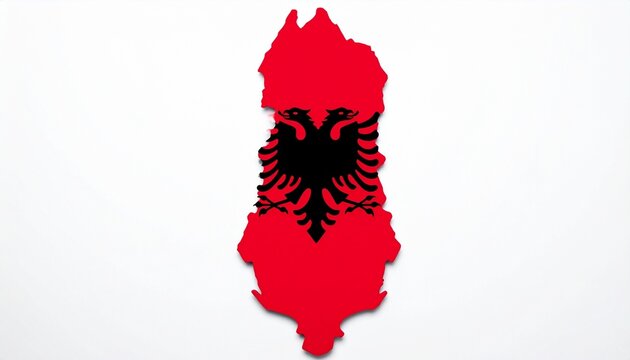 Albania  Map Shaped with Albania Flag Design 3D Silhouette