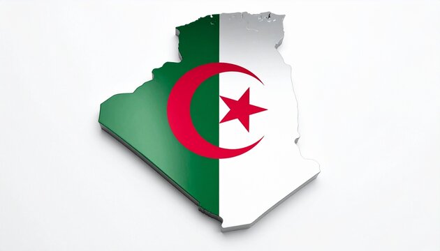 Algeria  Map Shaped with Algeria Flag Design 3D Illustration