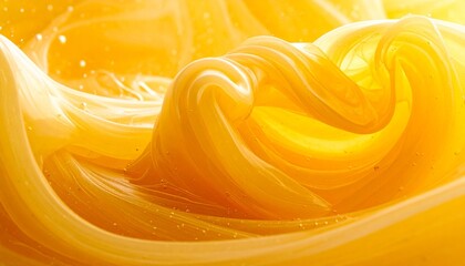 Abstract swirl of yellow-orange fluid texture with smooth curves and gradients, energetic and vibrant.