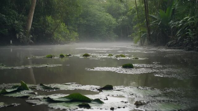 Misty River in a Lush Forest bussines closure bussiness closure