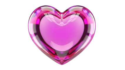 A beautiful pink heart shaped gemstone with a shiny surface isolated on transparent background