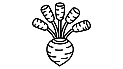 Fototapeta premium Minimal line art illustration of fresh beetroot with leaves representing organic vegetable, healthy food, farming, agriculture and vegan nutrition concept