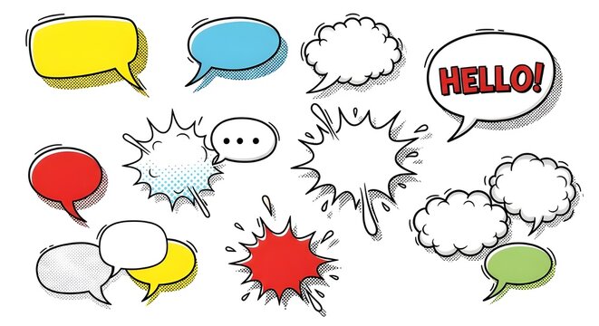 Download comic speech bubbles vector set illustrations cool bang oops wow snap wham yeah smash ouch poof wtf oh vector