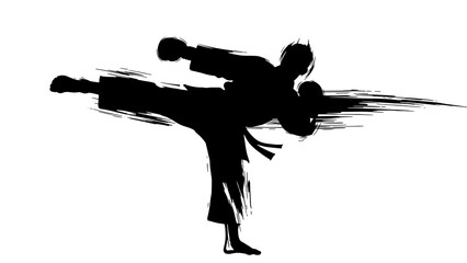 Dynamic martial arts kick in motion with intense energy
