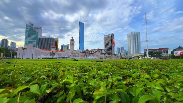 Malaysia - June 14, 2025: Independence Square (Dataran Merdeka) is the central square of the Malaysian capital city of Kuala Lumpur. It is located in front of the Sultan Abdul Samad Building. 4К