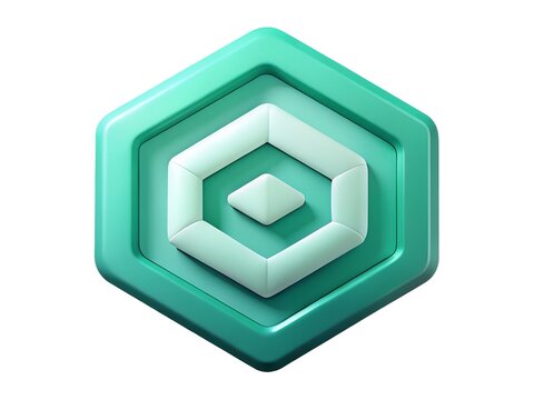 3d logo design with hexagonal shape and gradient effect