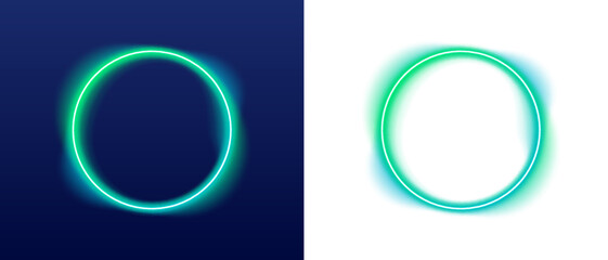 Abstract neon gradient circle floats on a dark background. Smooth colors blend softly with a subtle glowing effect. Perfect vector backdrop for logos, banners, and UI design. © Extrastock