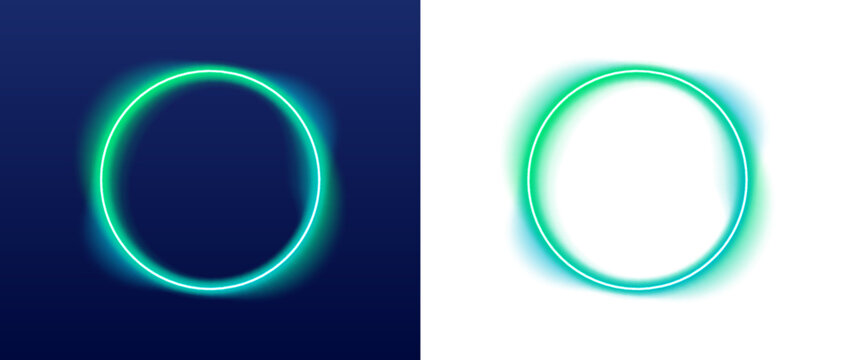 Abstract neon gradient circle floats on a dark background. Smooth colors blend softly with a subtle glowing effect. Perfect vector backdrop for logos, banners, and UI design.