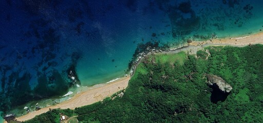 Aerial View of Fernando de Noronha Archipelago Tropical Coastline