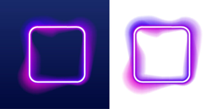 Set of vibrant neon squares shines with bright edges. Sharp geometric lines create a modern and bold look. Perfect for digital banners, social media, and poster templates.