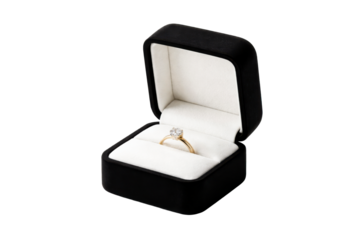 Elegant diamond engagement ring in a luxurious black velvet box, perfect for celebrating proposals, anniversaries, and romantic gifting announcements in highend jewelry campaigns.