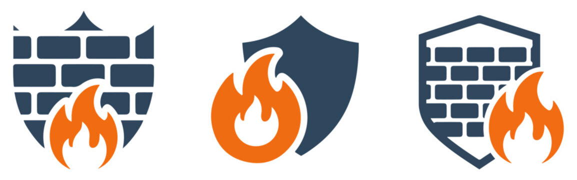 firewall internet security icon set