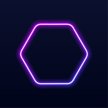 Set of neon hexagon frames with glowing corners and soft highlights on a dark abstract mesh. Geometric shapes emphasize modern aesthetic style. Perfect for digital banners and presentations.