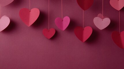 Valentine Day charm background, adorned with various heart shapes, romantic and festive theme