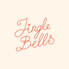 Jingle bells handwritten lettering. Hand drawn vector calligraphic quote. Winter christmas holiday phrase
