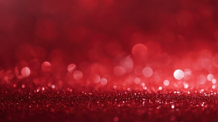 red glitter bokeh background with sparkling lights, abstract defocused texture, festive holiday atmosphere