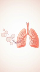 The lungs with a floating alveoli cluster showing oxygen flow and lung structure learning asthma concept