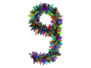 Colorful Hand Drawn Number 9 Isolated On Transparent Background