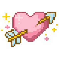 Fototapeta premium Pixel Heart Arrow Valentine Love