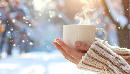 Winter Warmth Mug in Hands.