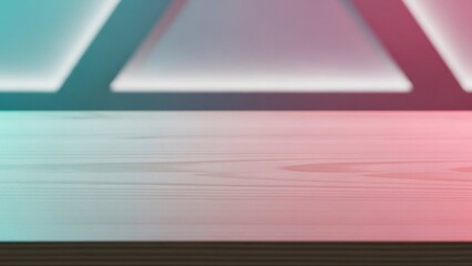 A minimalist stage with a gradient background and triangular shapes