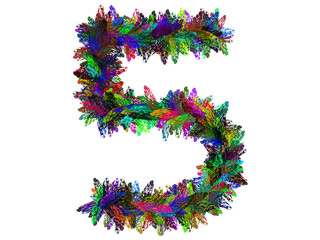 Colorful Hand Drawn Number 5 Isolated On Transparent Background