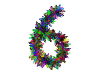 Colorful Hand Drawn Number 6 Isolated On Transparent Background