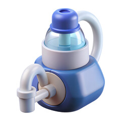 Fototapeta premium Detailed 3d render of a blue and white nebulizer machine for medical use product showcase transparent background