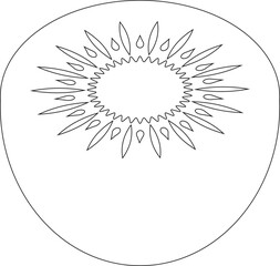 Kiwi Slice An illustration of a sliced kiwi, showcasing its starburst-like core, and fresh outline.