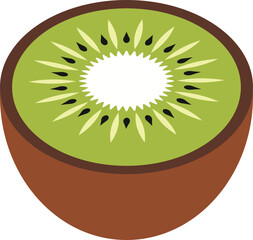 Kiwi Slice A vibrant, appetizing half kiwi fruit, revealing the juicy flesh with a burst of colors.