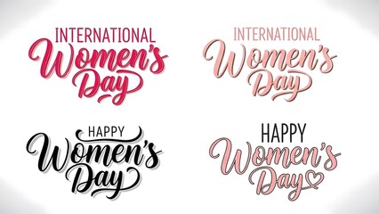 International women's day celebration logos and typography designs