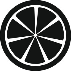 Citrus Slice Silhouette A minimalist, high-contrast illustration of a sliced citrus fruit, showcasing a perfect radial symmetry.