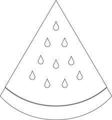 Watermelon Slice Outline A simple, elegant outline of a watermelon slice, showcasing its iconic triangular shape with black and white color.
