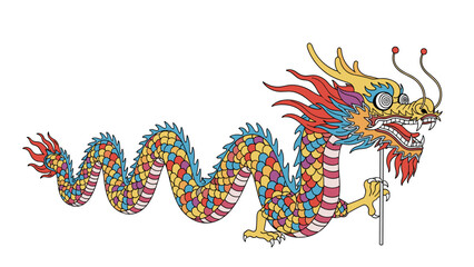 Colorful traditional dragon design with vibrant patterns