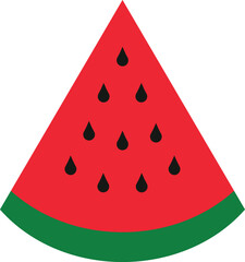 Juicy Slice A vibrant, triangular slice of ripe watermelon, its refreshing red flesh punctuated with black seeds, evoking the simple pleasure of summer.