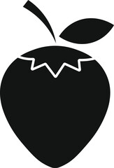 Strawberry Silhouette An elegant and stylish silhouette of a ripe strawberry, showcasing its classic form with stem and leaf.