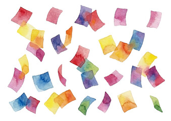 Watercolor-style birthday illustration／誕生日・紙吹雪