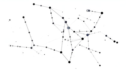 A network graph of interconnected nodes and lines, with varied dot sizes