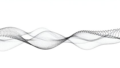 Abstract grayscale wavy dotted lines, suggestive of sound waves, against a clean white backdrop